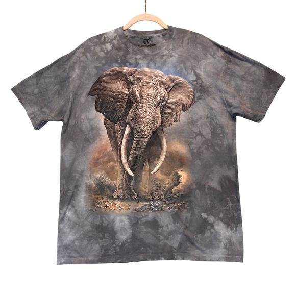 The Mountain Other - The Mountain Elephant Graphic T Shirt Mens XL Gray Tie Dye Nature Animal Tee